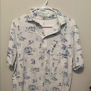 Johnnie-O White and Blue Graphic Shirt